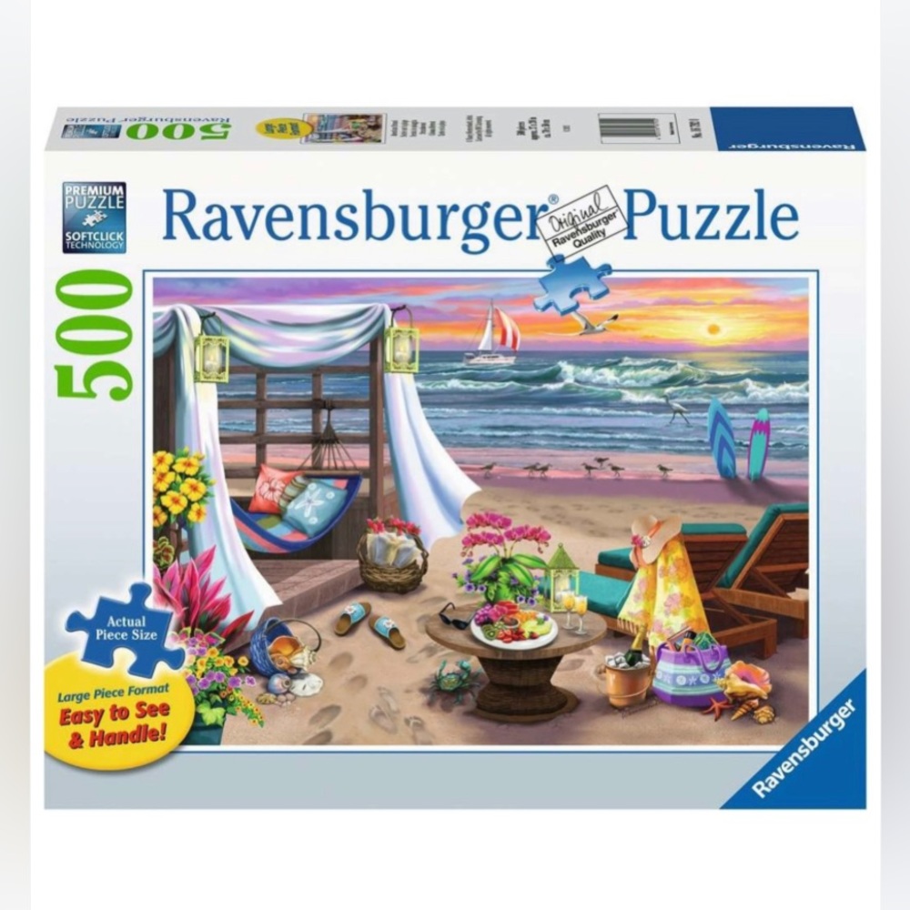 Ravensburger puzzle 500 piece beach cabana retreat jigsaw